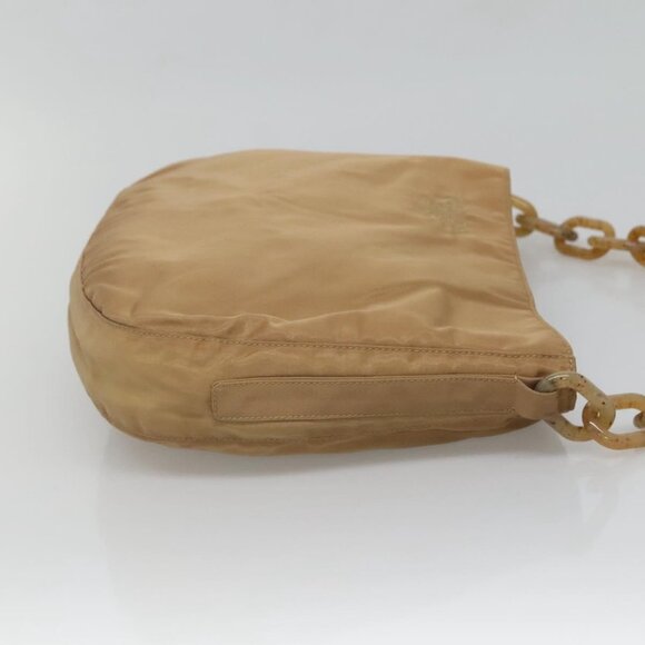 PRADA Chain Shoulder Bag Nylon Beige Auth th6074 - Picture 5 of 16